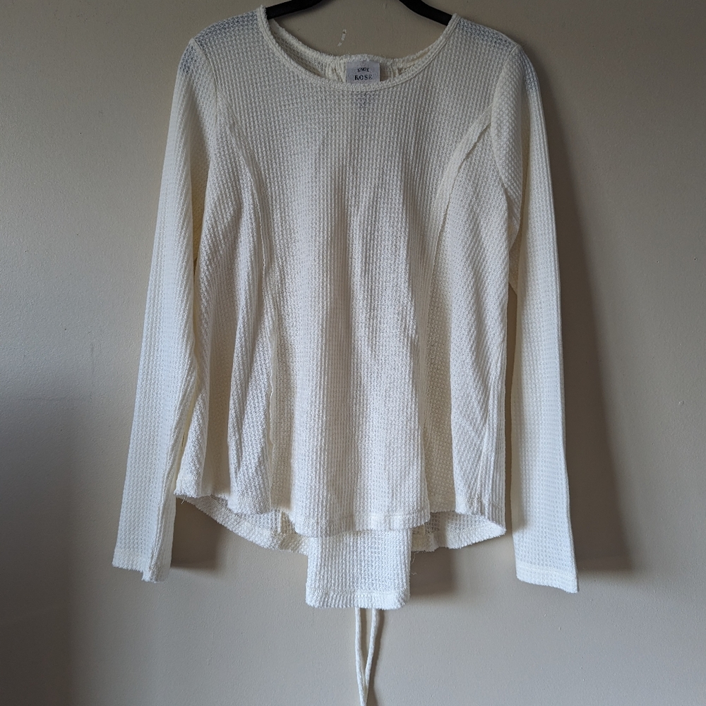 Knox rose cream waffle knit corset back shirt size M